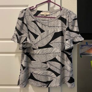 LOFT blouse black and white